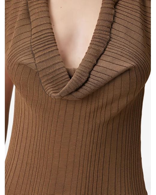 AYA MUSE Natural Robe Courte En Maille À Design Côtelé