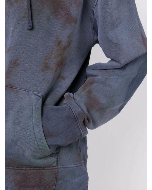 Stain Shade Blue Tie-Dye Drawstring Cotton Hood for men