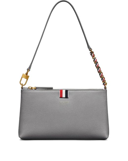 Thom Browne Gray Rwb Stripe-Detail Shoulder Bag