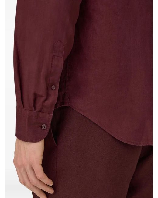 Boggi Purple Garment-Washed Linen Shirt for men