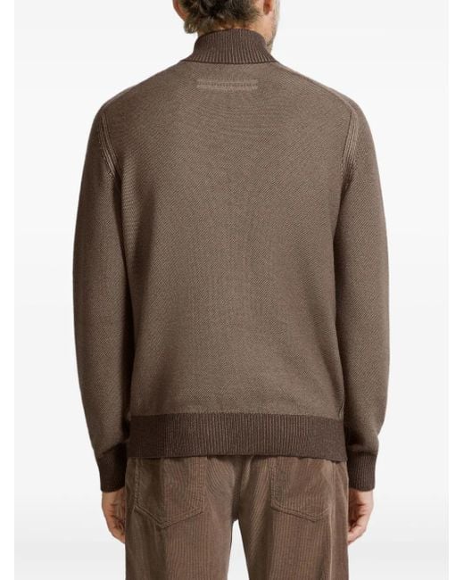 メンズ Zegna ジップアップ カーディガン Brown