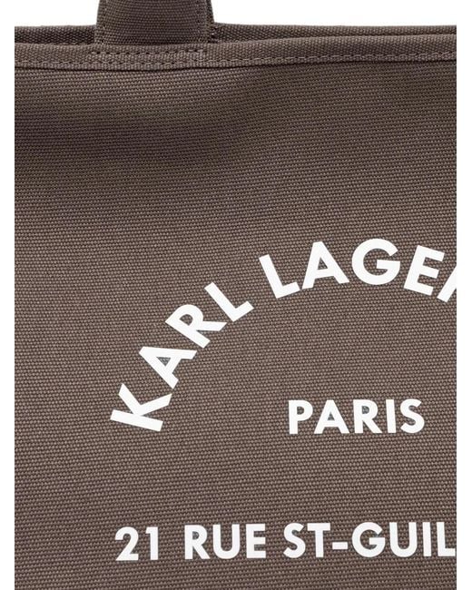 Karl Lagerfeld Brown Magnets Logo-Print Canvas Tote Bag