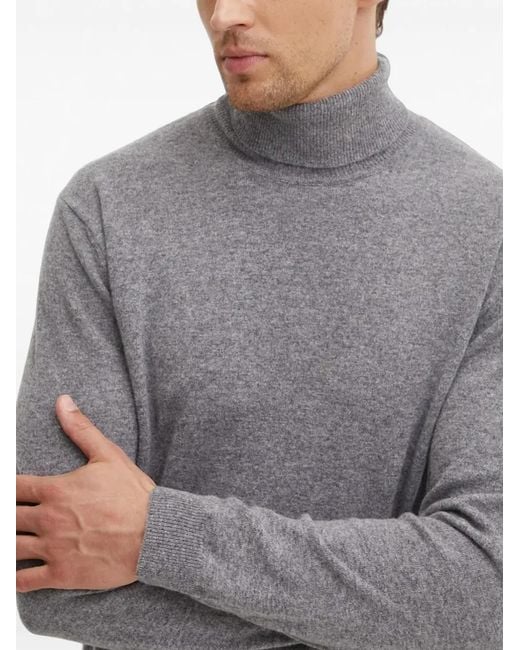 Benetton Gray Roll-Neck Knitted Sweater for men