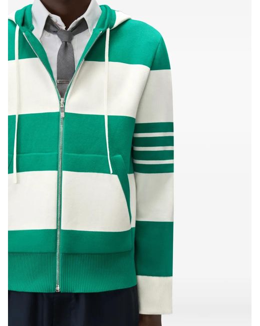 Thom Browne Green Hector 4-Bar Hoodie for men