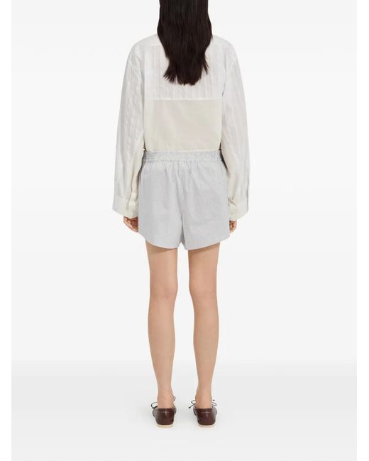MM6 by Maison Margiela White Striped Shorts