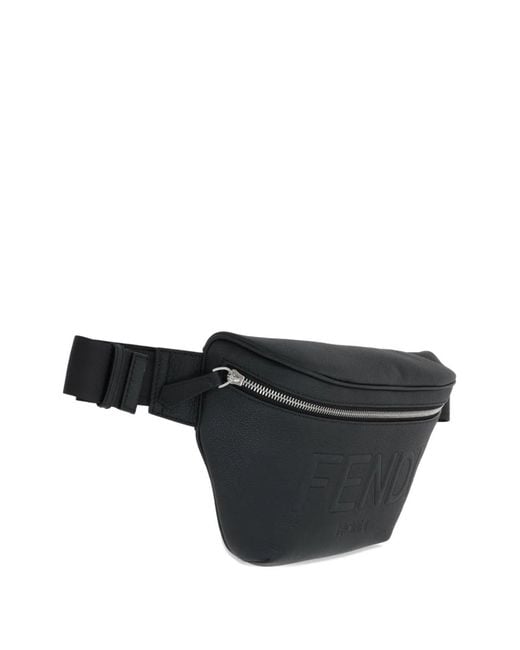 Fendi Black Roma Logo Belt Bag for men