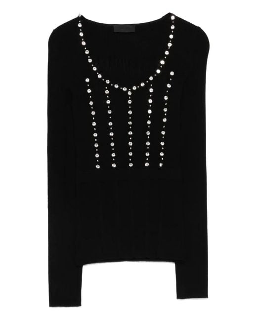 Liu Jo Black Jumper With Jewel Embroidery