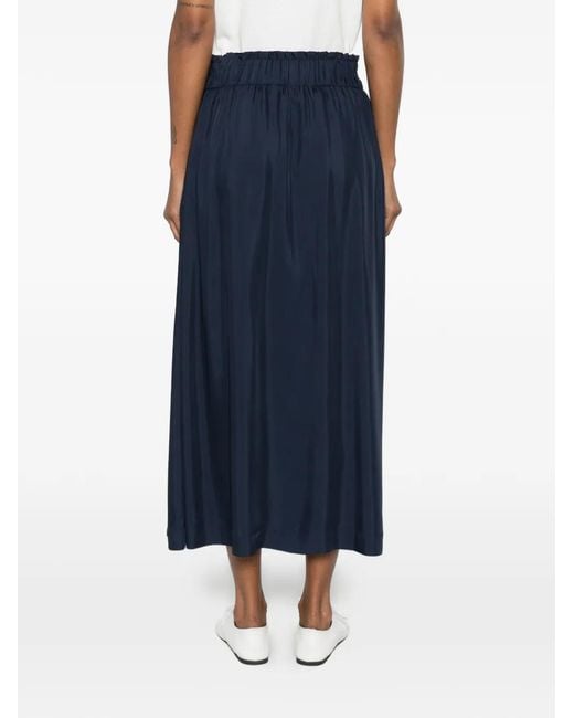 Gant Blue Elasticated-Waistband Gathered Midi Skirt