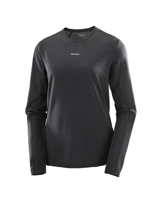 Salomon Gray Logo-Print Long-Sleeve T-Shirt