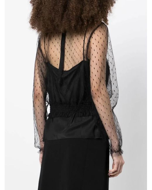 RED Valentino Black Polka Dot Transparent Blouse