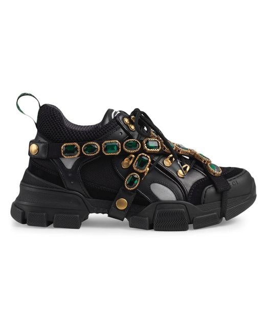 Gucci Black Flashtrek Sneakers With Removable Crystals