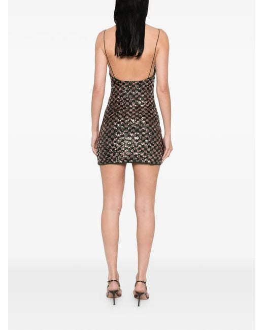 Oseree Green Sequin-Pattern Mini Dress