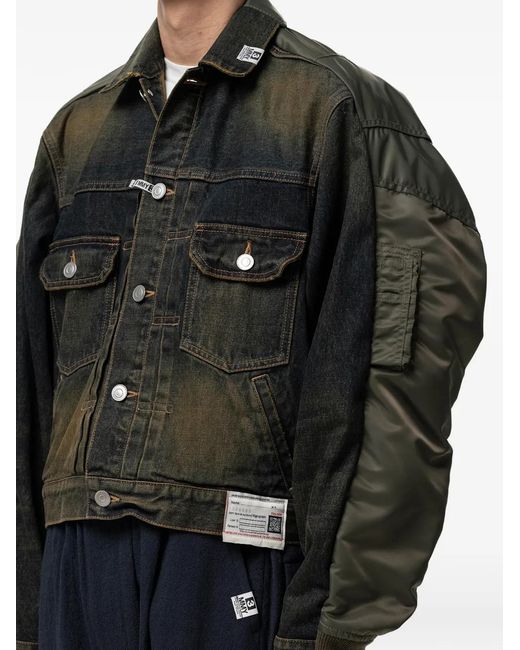 Maison Mihara Yasuhiro Black Panelled Denim Jacket for men