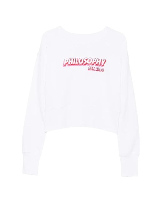 Philosophy Di Lorenzo Serafini White Logo-Print Cropped Cotton Sweatshirt