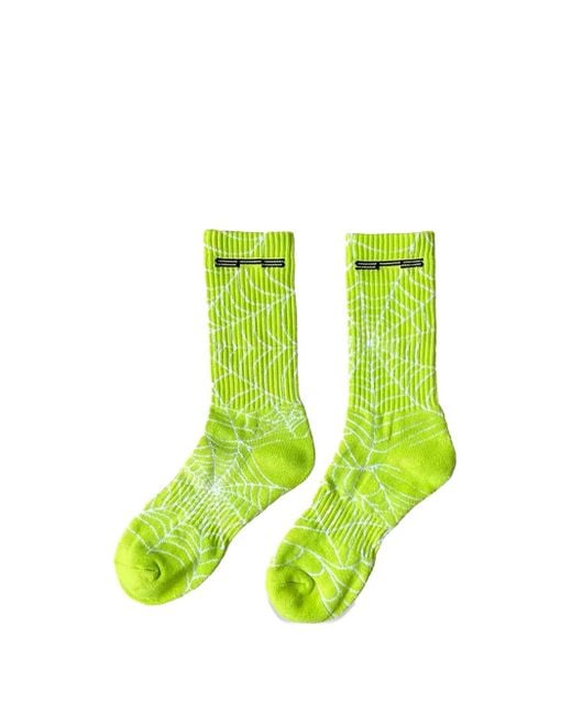 Sp5der Green Web-Pattern Socks for men