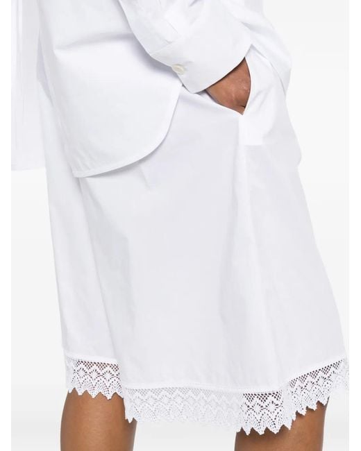 THE NINA STUDIO White Lace-Detail Drawstring Shorts
