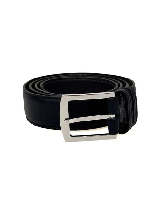 Kiton Black Leather Buckle-Fastening Belt for men