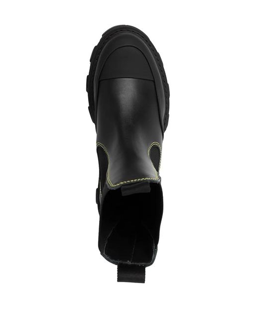 Ganni Black Elasticated-ankle Ridged-sole Boots