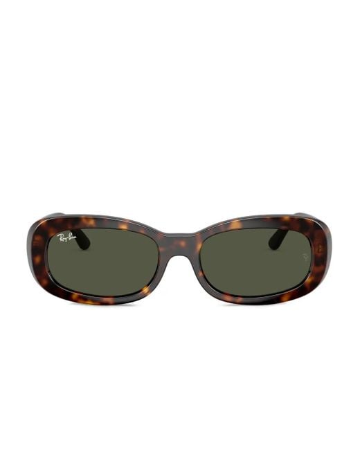 Ray-Ban Green Havana Oval-Frame Sunglasses