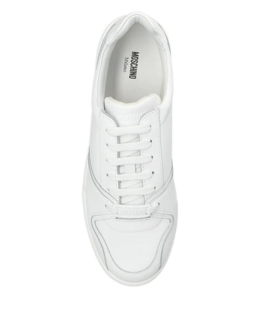 Moschino White Panelled Lace-Up Sneakers for men