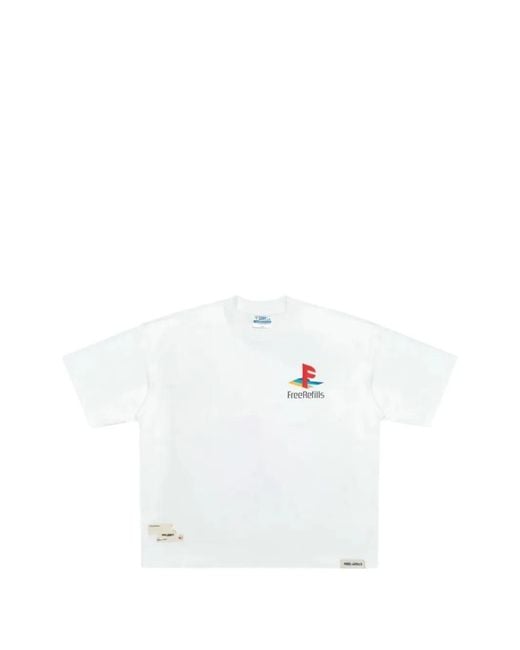 Free Refills White Fade Wash Logo T-Shirt for men