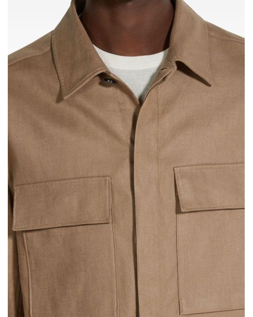 Zegna Brown Linen Shirt Jacket for men