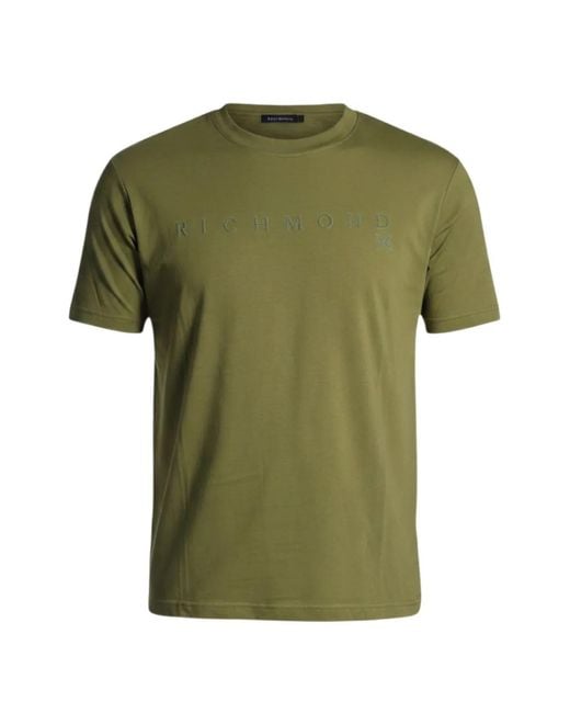 John Richmond Green Logo-Embroidered T-Shirt for men
