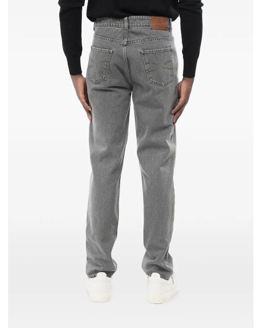 Brunello Cucinelli Gray Straight-Leg Five-Pocket Jeans for men