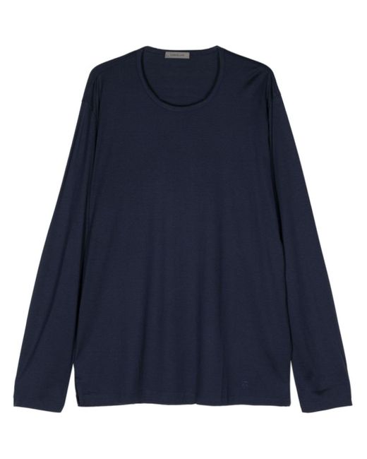 Corneliani Blue Round-neck Silk T-shirt for men