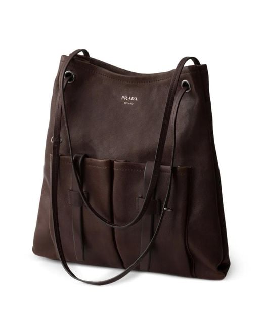Prada Brown Route Large Leather Bag