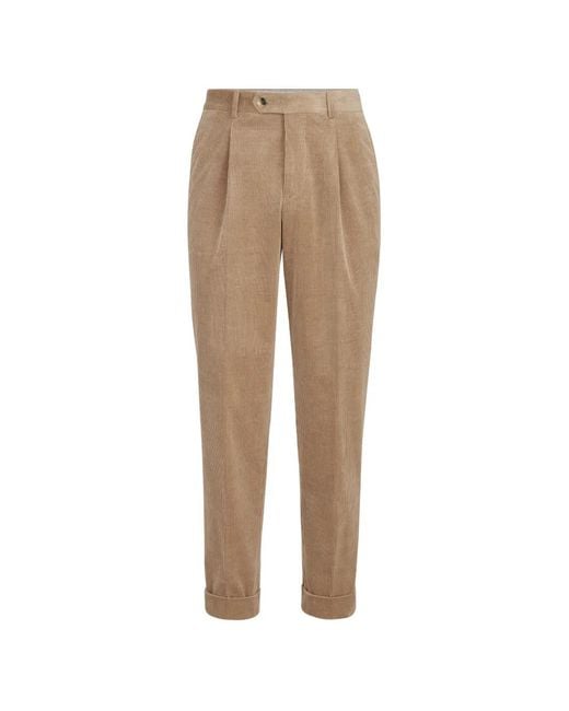 Brunello Cucinelli Natural Comfort Cotton And Cashmere Corduroy Trousers With Pleat for men