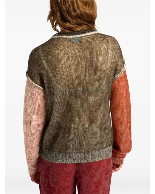 Momoní Green Alma Colour-Block Ribbed Sweater