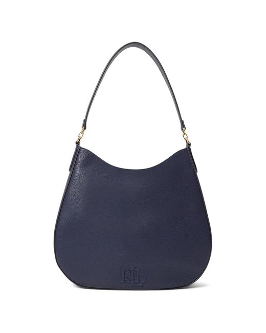 Ralph Lauren Blue Embossed-Logo Shoulder Bag