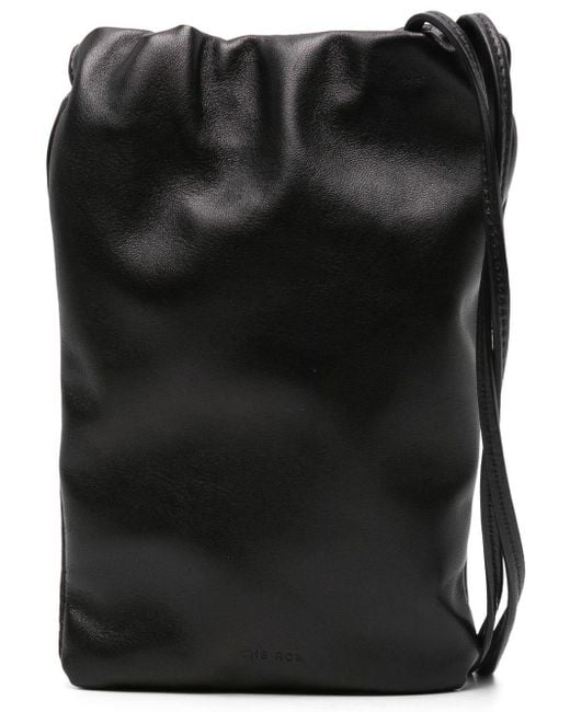 The Row Black Bourse Leather Phone Bag
