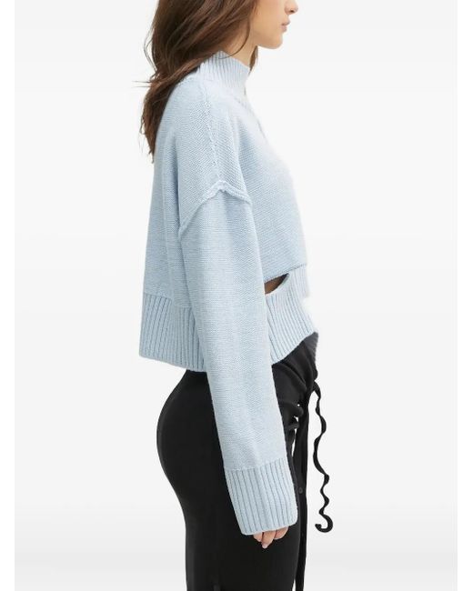 MM6 by Maison Martin Margiela Blue High-Neck Sweater