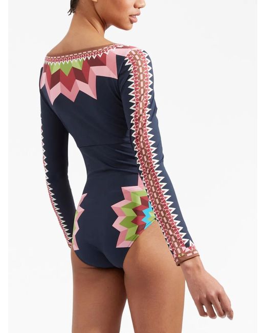 LaDoubleJ Blue Sunset Geometric-Print One-Piece