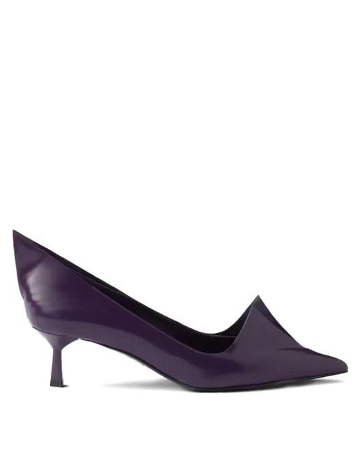 Prada Purple 55Mm Pointed-Toe Leather Pumps