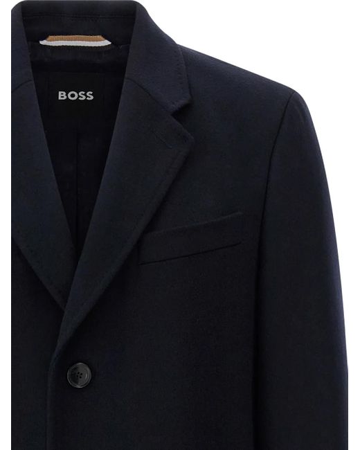 Boss Blue Button Single-Breasted Coat for men
