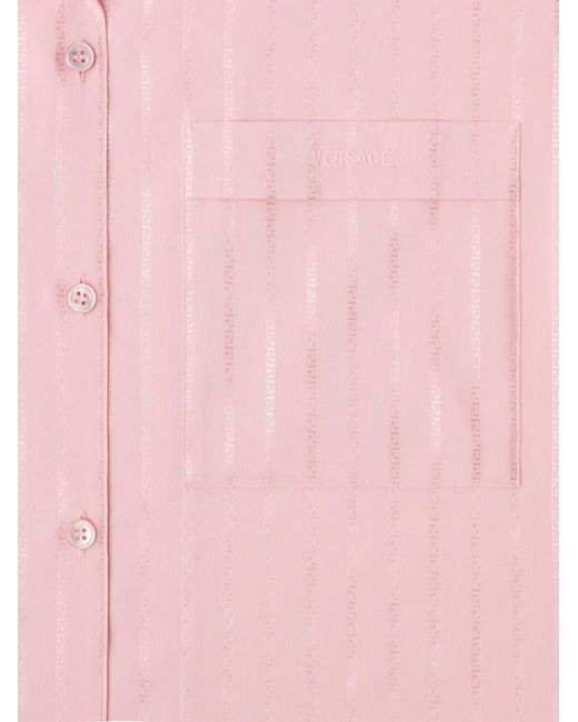 Versace Pink Jacquard Cotton-Silk Shirt