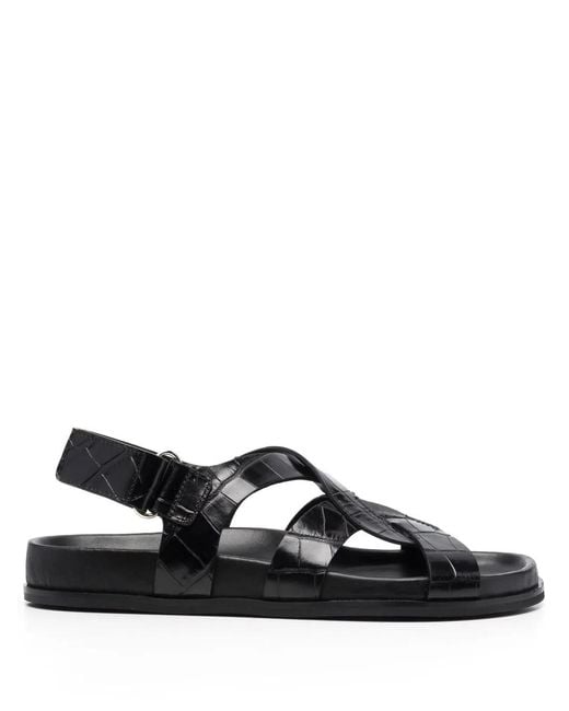 Totême Black Crocodile-Embossed Slingback Sandals