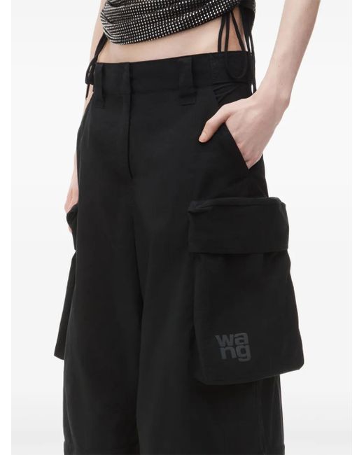 Alexander Wang Black Panelled Wide-Leg Cargo Trousers