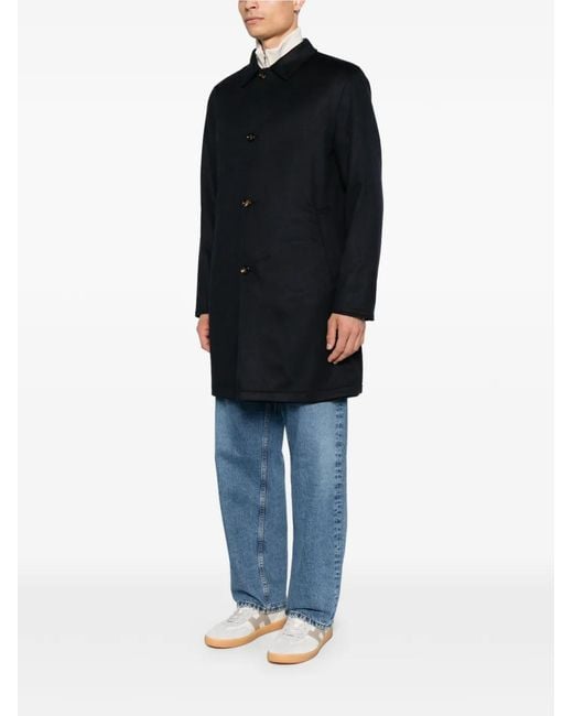 KIRED Black Cashmere Button-Down Coat for men