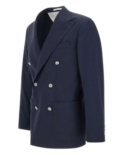 Barba Napoli Blue Wool Blazer for men