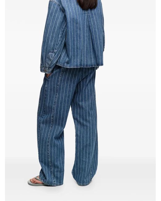 Bimba Y Lola Blue Striped Pocket Denim Jacket