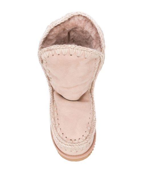 Mou Pink Eskimo Crochet Seam Boots