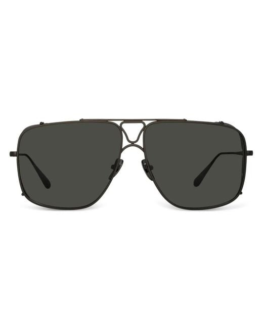 Linda Farrow Black Enzo Pilot-Frame Sunglasses