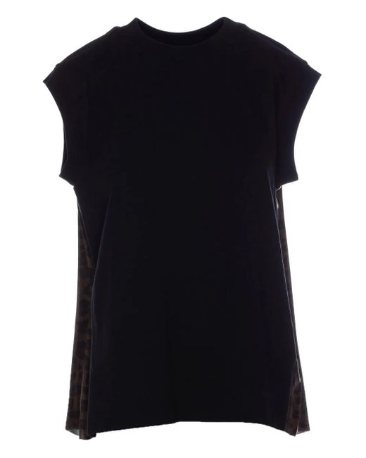 Sacai Black Leopard-Print T-Shirt