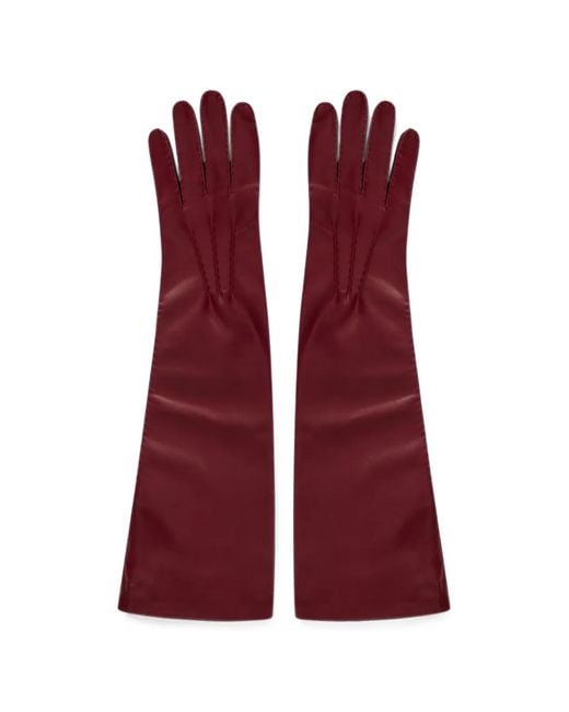 Alberta Ferretti Purple Long Leather Gloves