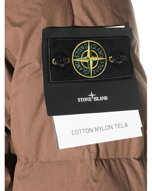 Stone Island Brown Logo-Patch Quilted Padded Jacket for men