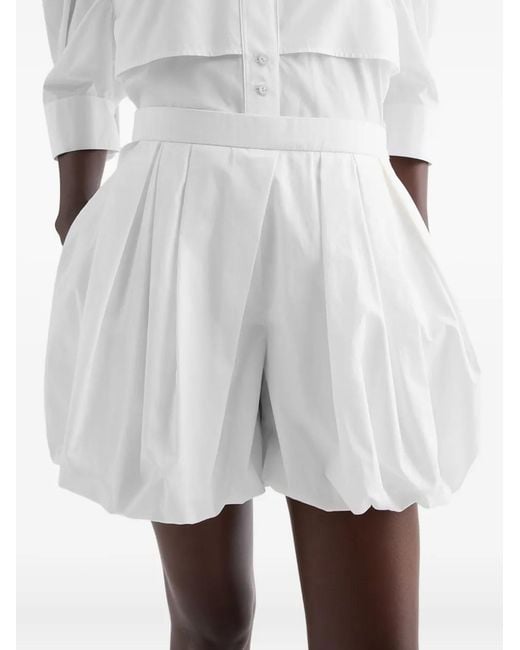Jil Sander White Cotton Poplin Balloon Shorts